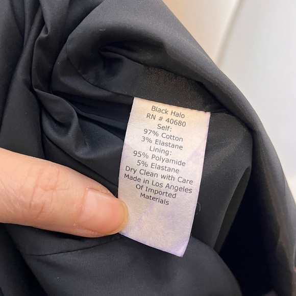 BLACK HALO moody watercolor floral square neck midi pencil sheath dress size 4 - Picture 6 of 6